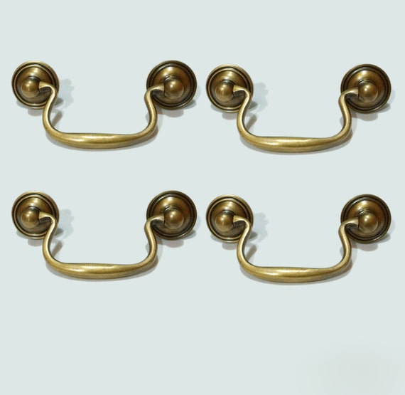 Lot of 4 pcs VINTAGE Western Retro Classic Circle Antique Handle Cabinet Drawer Dresser Pulls