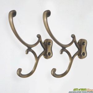 4.92" inches Lot of 2 pcs Vintage Victorian Arrow Head Swirl Solid Brass HOOK Strong Coat Hat Wall Mount Hooks U009