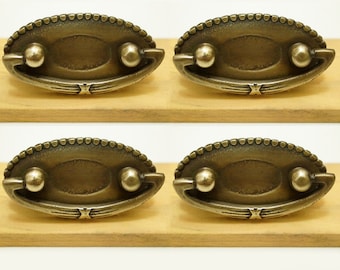 Lot of 4 pcs Antique Classic Round X Sign Vintage Cabinet Door Brass Drawer Pulls