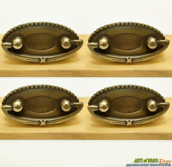 Lot of 4 pcs Antique Classic Round X Sign Vintage Cabinet Door Brass Drawer Pulls