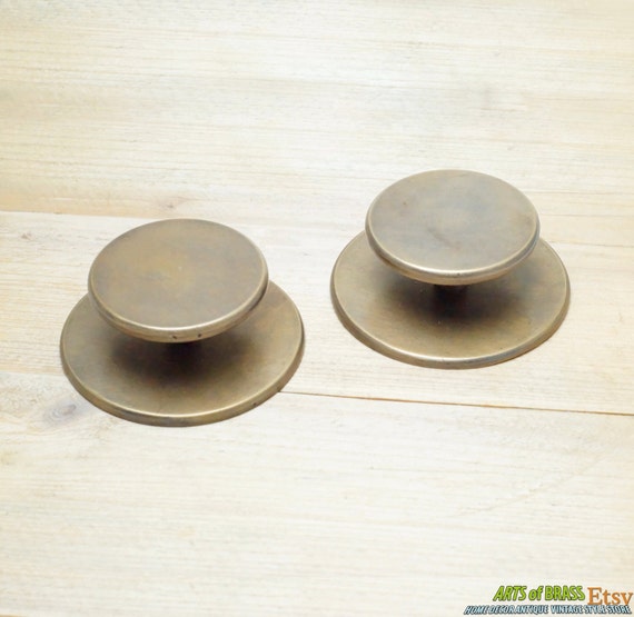 Lot of 2 pcs Western Retro Classic Round Solid Brass Cabinet Drawer KNOB Pulls JBK427