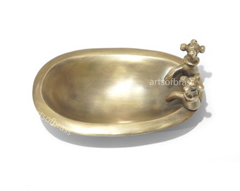Vintage Solid Brass Bathroom Soap Dish | Brass Bathtub Soap Dispenser Bathroom Decor