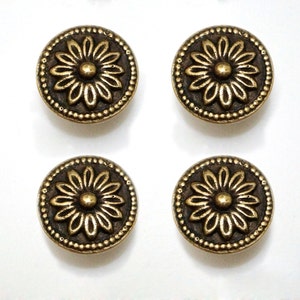 Lot of 4 pcs Vintage Daisy ASTER FLOWERS Antique Brass Handle Cabinet Drawer Handle Pulls