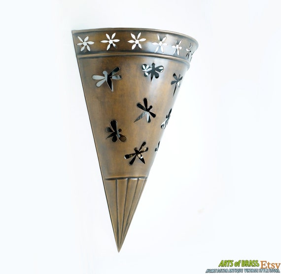 15.74" inches Vintage Solid Brass Dragonfly Antique Wall Night Lamp Shades Cover With Old Ceramic Bulb Fittings AD032