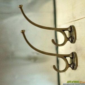 5.70" inches Lot of 2 pcs Vintage Round HOOK Strong Solid Brass Antique Wall Mount Hooks U017