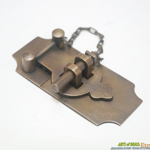 4.13" Vintage Solid Brass Retro Box LATCH Lock Safe Box Door pin Slot Lock Q033