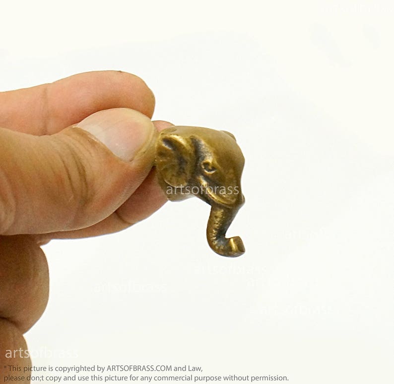 Lot of 4 pcs Vintage BRASS KNOB ELEPHANT Animal Round Antique Etsy