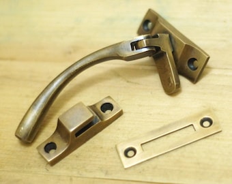 4.29" Vintage Solid Brass Door Latch, Gate Lock with Handle