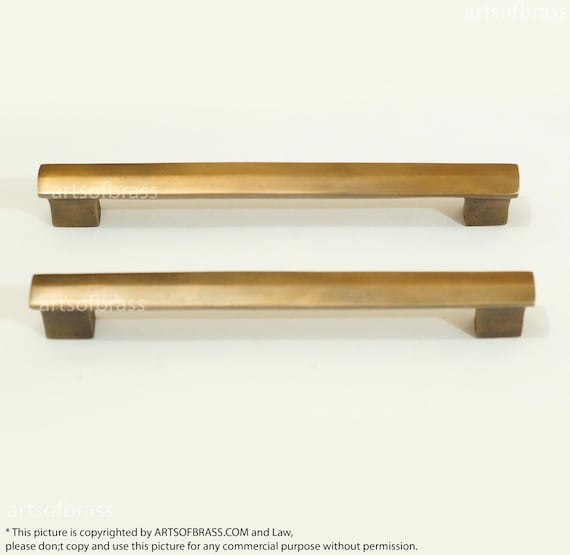 8.07" inches 2 pcs Long RETRO Vintage Smooth Full Solid Brass Closet Cabinet Antique Cabinet Door Drawer Pull C068-205mm