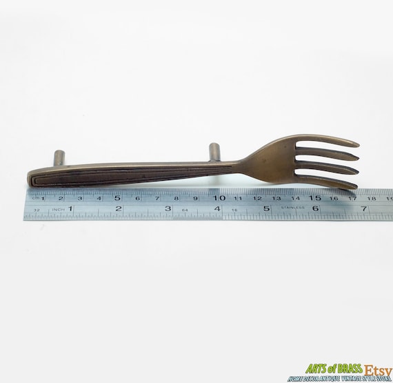 Buy 6.88 Inches Pair Vintage FLATWARE SPOON FORK Kitchen Solid Brass Kitchenware Cabinet Knob Drawer Pull Handle Online in India Etsy