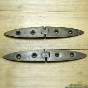 5.39&quot; 2 pcs Vintage Arrow Strap Hinges Solid Brass Cabinet Door Hinge V069