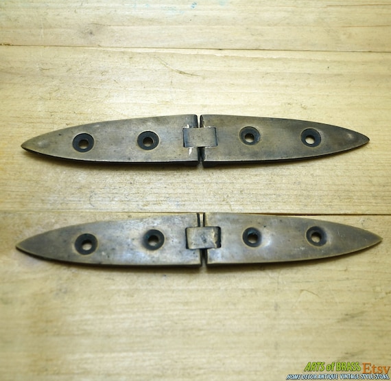 5.39" 2 pcs Vintage Arrow Strap Hinges Solid Brass Cabinet Door Hinge V069