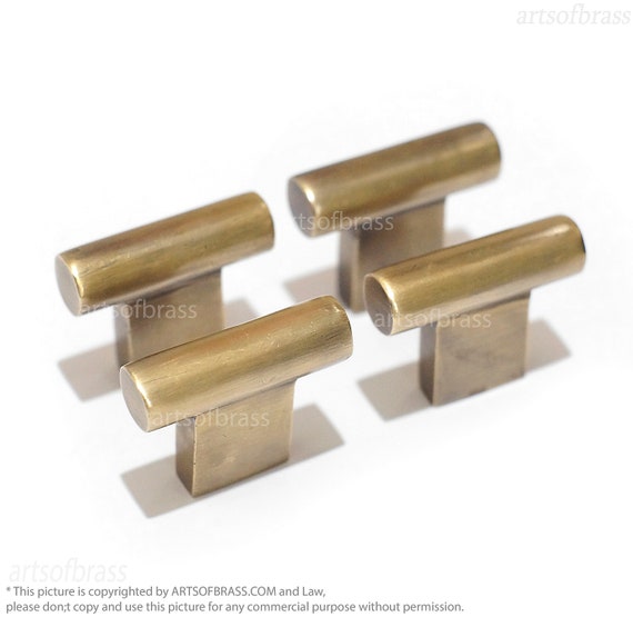1.50" inches Lot of 4 pcs Vintage Solid Brass Round Bar Pulls Knob Retro Brass Cabinet Knobs Pull Handle