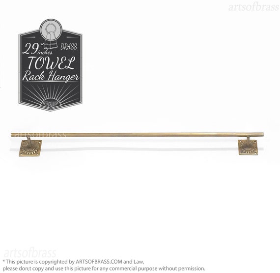 29.13" inches Solid Brass VINTAGE Retro Towel Rack Hanger Celestial Sun Wall Bathroom Towel Hanger / Bath Towel Hanger