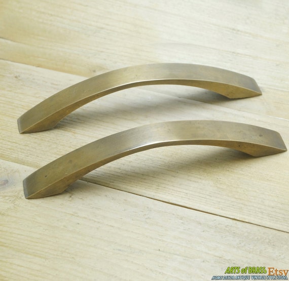 5.43" inches of 2 pcs Vintage Retro Western Straight Line Plain Pull Knobs Solid Brass Antique Cabinet Drawer Handle Pulls C123