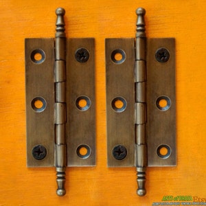 2.51 Inches 2 pcs Vintage CLASSIC Hinges ANTIQUE Solid Brass Cabinet Door Decor