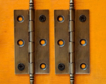 Bisagras clásicas vintage de 2,51 pulgadas, 2 piezas, de latón macizo, para puerta de armario.