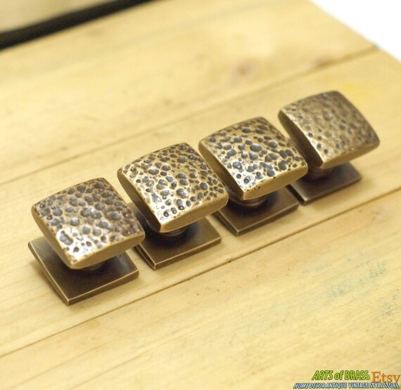 Lot of 4 pcs Vintage Full Solid Brass Carving STONE Antique Cabinet Brass KNOB Drawer Pulls
