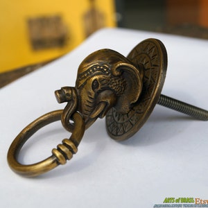 Lot of 2 pcs vintage antique Solid Brass ELEPHANT Cabinet Door Brass Round KNOB Drawer Pull