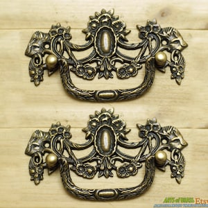 5.11&quot; Lot of 2 pcs Vintage Solid Brass VICTORIAN Handle Antique Drawer Handle pulls