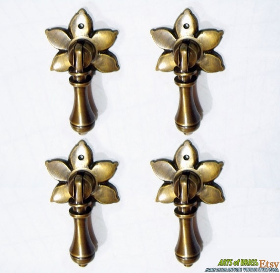 Lot of 4 pcs Vintage FAIRY Jasmine flowers Antique Cudgel Drawer Pull KNOB Handle