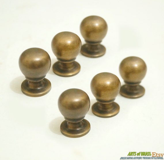 0.59" Diameter inches Lot of 6 pcs Vintage Retro Solid Brass Round Cabinet Solid Brass Drawer Handle Knob Pulls N199