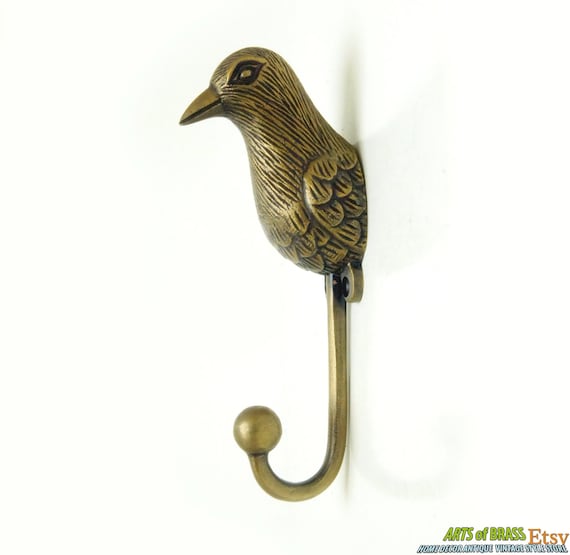 6.29 Inches Vintage Canary Bird Animal Hook Antique Solid Brass