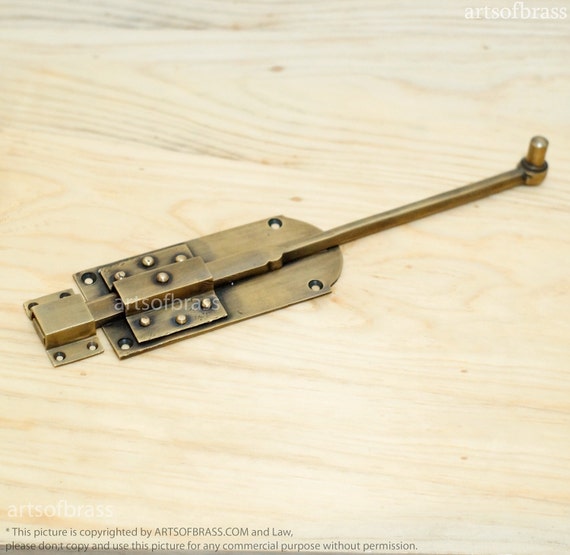 11.8 Inches Set VINTAGE Long Latch Slot Antique Solid Brass Door Safe Latch Lock w005