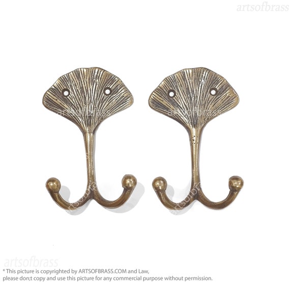 4.25 Inches Lot of 2 Pcs Vintage Brass Mushroom Tree Wall Hook