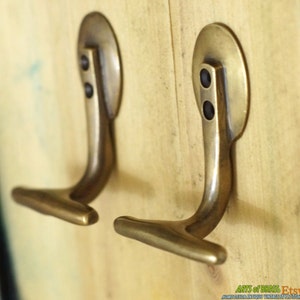 3.18&quot; Lot of 2 pcs Vintage Solid Brass Horizontal HOOK Hanger Wall Mount Strong Hook Antique Solid Brass Wall Coat Hat Hook