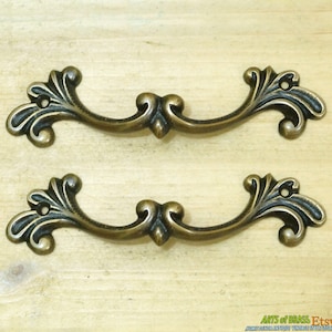 5.11&quot; inches 2 pcs Vintage Victorian Artistic Deco Solid Brass Drawer Cabinet Brass Knob Drawer Handle Pulls