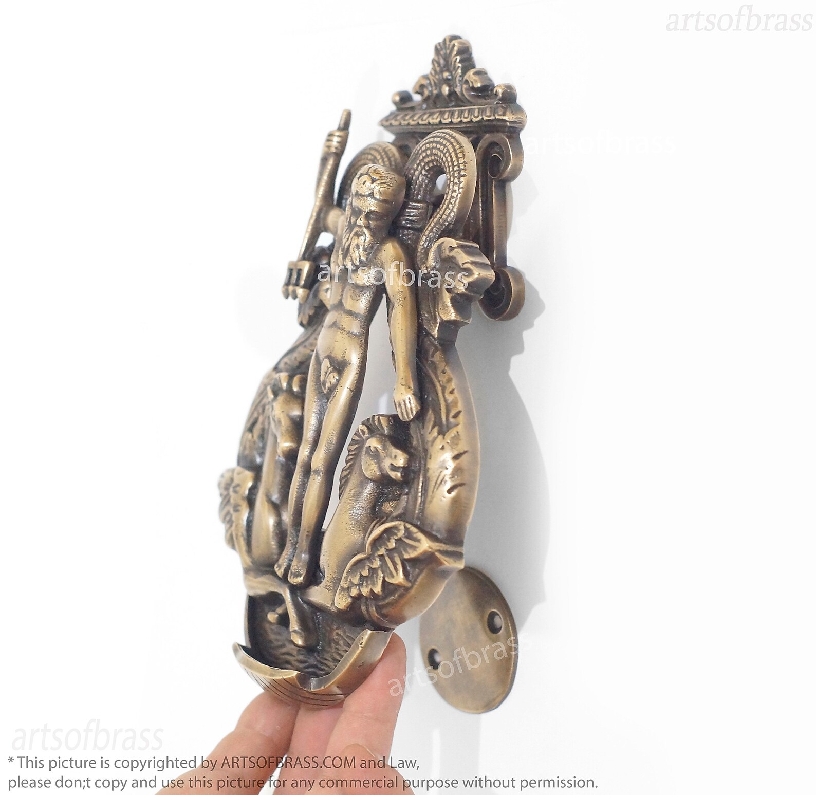 RARE Solid Brass Door Knocker Neptune POSEIDON Mythology Etsy