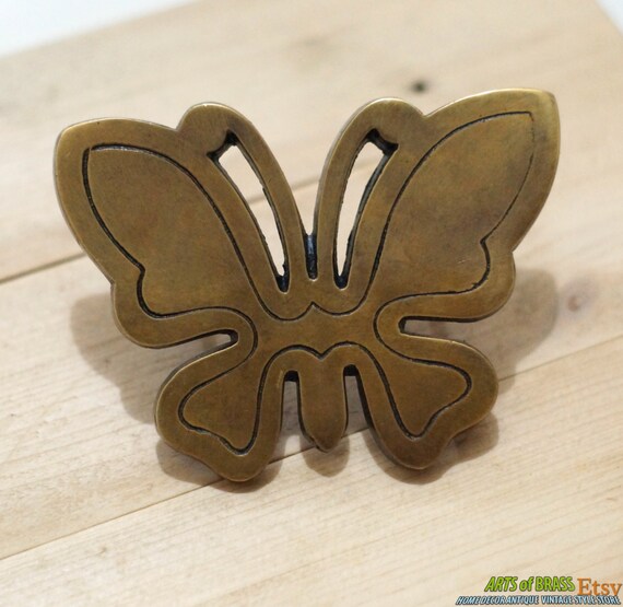 Antique Vintage BUTTERFLY Solid Brass Cabinet Drawer Handle Door pulls.