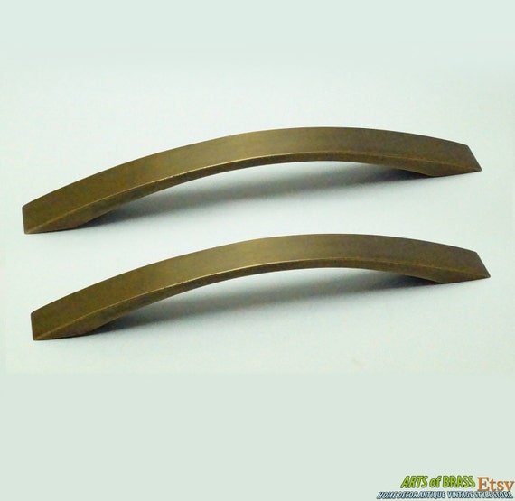 6.69" inches of 2 pcs Vintage Retro Western Straight Line Plain Pull Knobs Solid Brass Antique Cabinet Drawer Handle Pulls C105