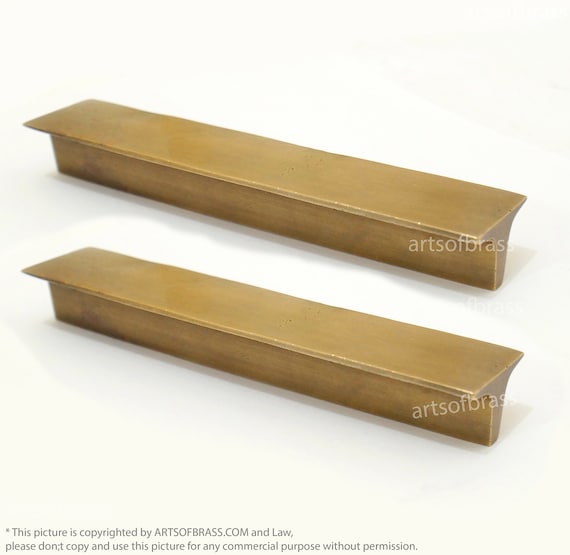 5.82" inches of 2 pcs Vintage Retro Full Solid Bar Type Handle Pulls Solid Brass Cabinet Drawer Dresser Knob Pulls Handle N107
