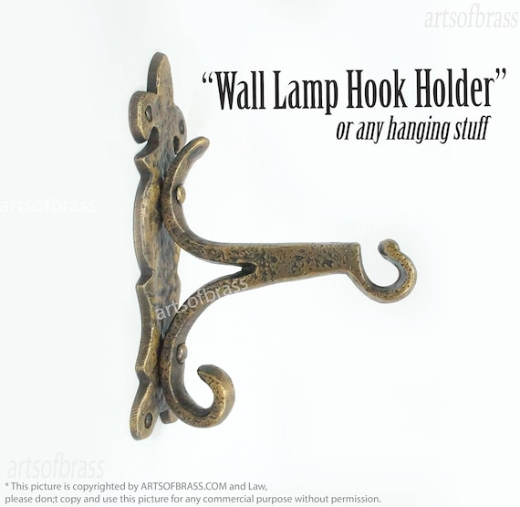 7.60" inches Antique Solid Brass Classic Hook Strong Wall Mounted Hanging Lamp wall light or Pot Holder