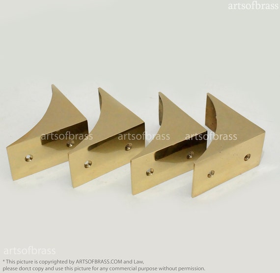 2.95" inches lot of 4 pcs Vintage GOLD Finishing Western Table Cabinet Polished Trunk Corner Protector Solid Brass Corner Protector T015