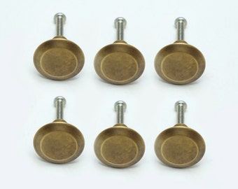 Lot of 6 pcs Vintage WESTERN Button Round Knob Solid Brass Hardware Cabinet Drawer Handle Knob Pulls N031