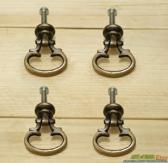 Lot of 4 pcs Vintage Artistic Victorian Pull Knobs Solid Brass Antique Cabinet Drawer Handle Pull F.001