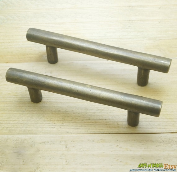 4.68" inches Lot of 2 pcs Vintage Retro Round Solid Bar Type Handle Solid Brass Cabinet Knob Pull Handle C075