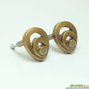 1.57&quot; inches Lot of 2 pcs Vintage Solid Brass Avant Garde Round Knob Pull Antique Cabinet Brass KNOB Drawer Pulls N191