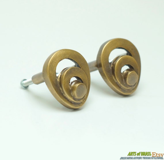 1.57" inches Lot of 2 pcs Vintage Solid Brass Avant Garde Round Knob Pull Antique Cabinet Brass KNOB Drawer Pulls N191