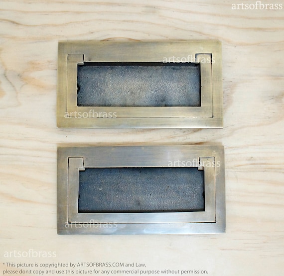 4.72" inches Lot of 2 pcs Vintage Solid Brass Rectangular Grip Baldwin Flush Pull Handle H024