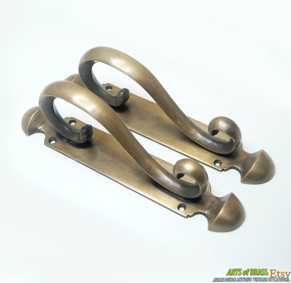 9.05" Pair 2 pcs Vintage BIG Handle VICTORIAN Solid Brass Antique Cabinet Drawer Door Handle Pulls A193