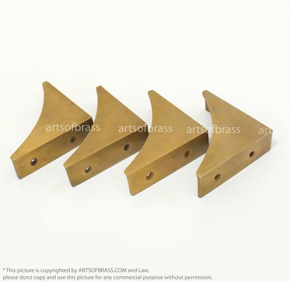 2.75" inches lot of 4 pcs Vintage Western Table Cabinet Trunk Corner Protector Solid Brass Corner Protector T015M