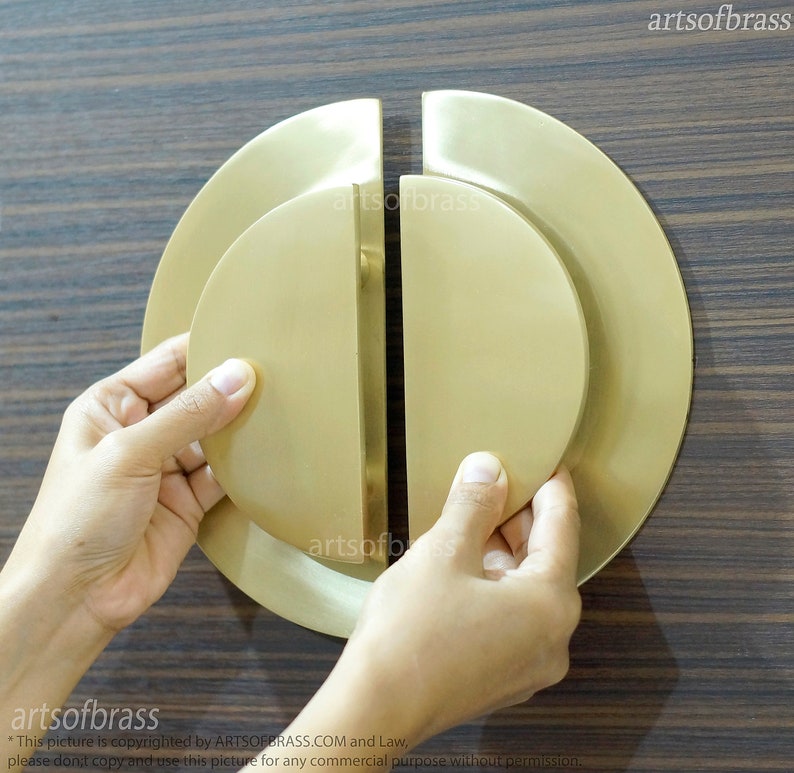 8.00 Inches Brushed Brass Solid Round Main Door Pulls Etsy