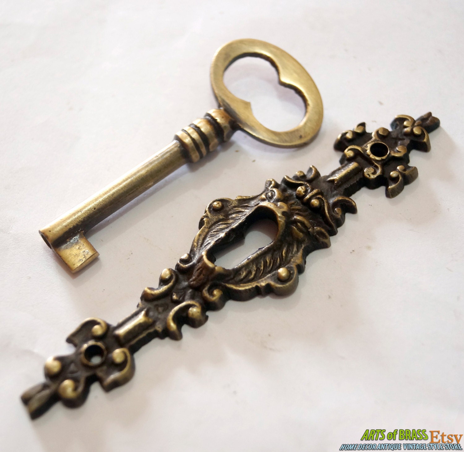 13pcs/Set Vintage Antique Old Brass Skeleton  Alloy Keys Lot Cabinet Barrel Lock 