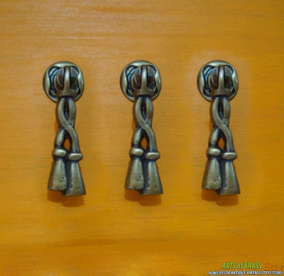 Lot of 3 pcs 2.71" Inches Vintage Cross strap ROPE CUDGEL RETRO Cabinet Drawer Handle Pulls