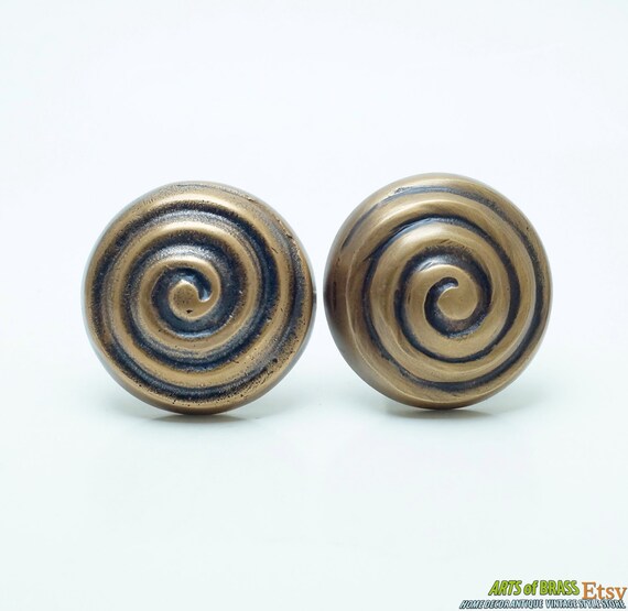 Vintage Retro Solid Brass Round Whirlpool Drawer Knobs Drawer Handle Pulls N063