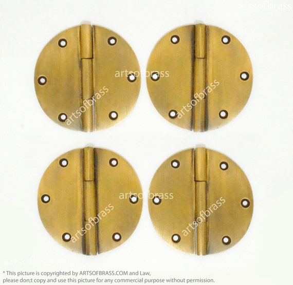 2.67" inches Diameter Vintage ROUND Ordinary Hinge / Hinges Cabinet Drawer Door Solid Brass Hinge